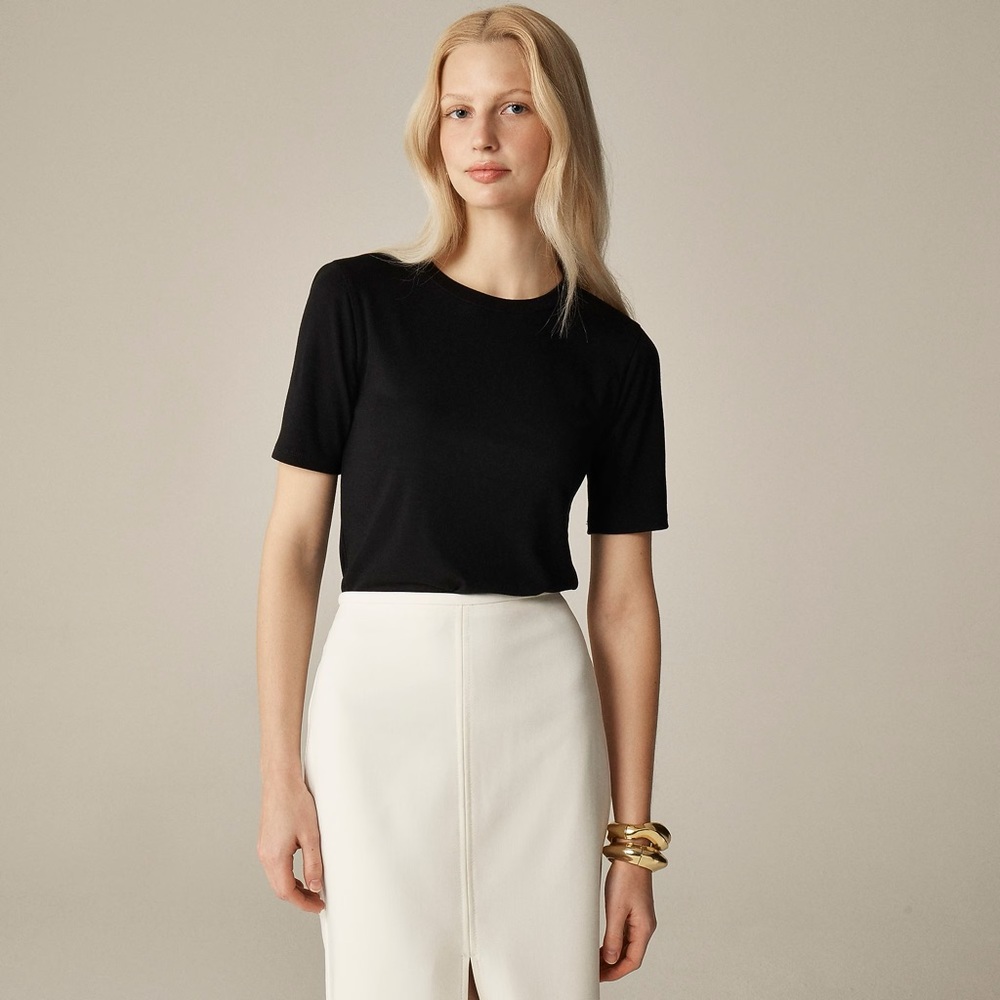 NWT J. Crew Refined Rib Elbow-Sleeve T-Shirt Heather Gray Silver Size S C1023 - Picture 14 of 15